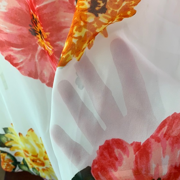 EUC Jessica Howard white floral chiffon shift sheath dress 4P wedding guest yes - Picture 7 of 12